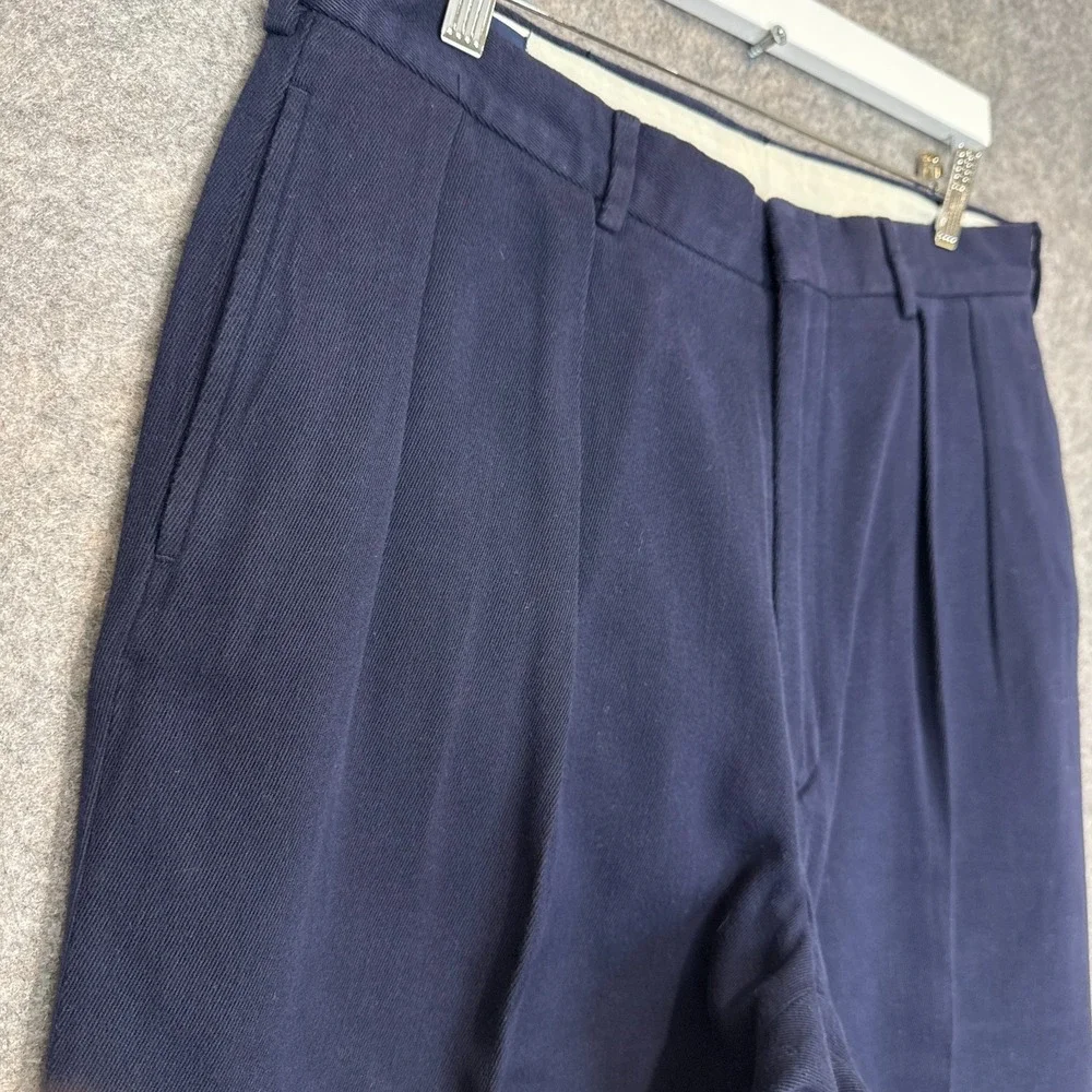 VTG Polo Ralph Lauren Pleated Cotton Pants Mens 34x32 (fits 32x29) Navy 90s Y2k